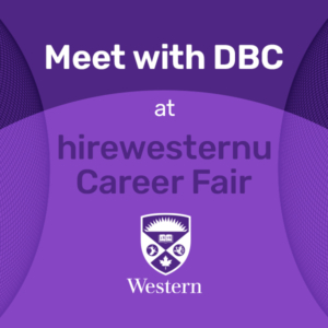 Meet with DBC at hirewesternu Career Fair